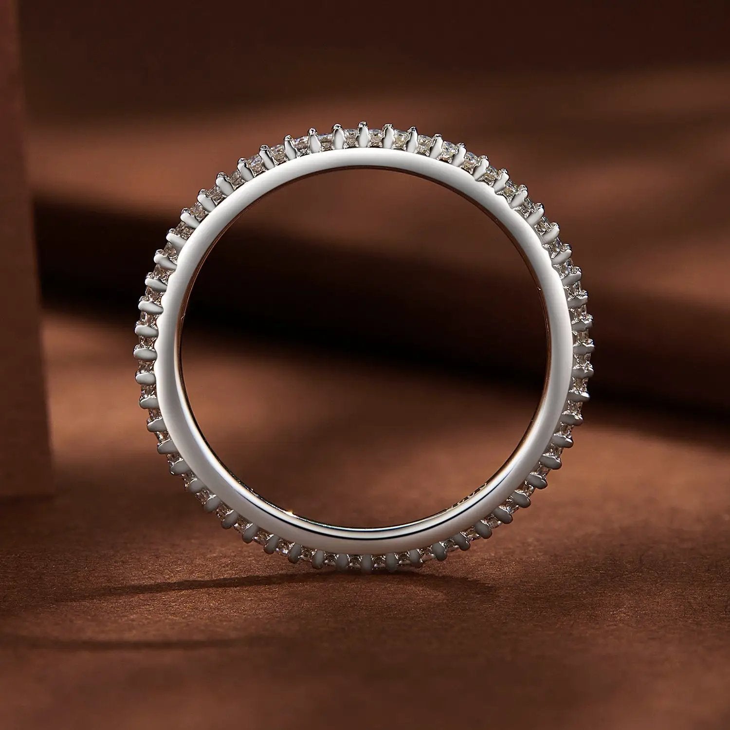 925 Sterling Silver Moissanite eternity ring with pave stones, size 6, by Bids.com on Tampa Home & Garden Store
