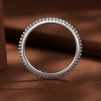 925 Sterling Silver Moissanite eternity ring with pave stones, size 6, by Bids.com on Tampa Home & Garden Store