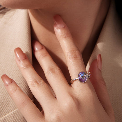 Sterling silver ring with purple nano opal and bee accent, women's ring by Bids.com on Tampa Home & Garden Store