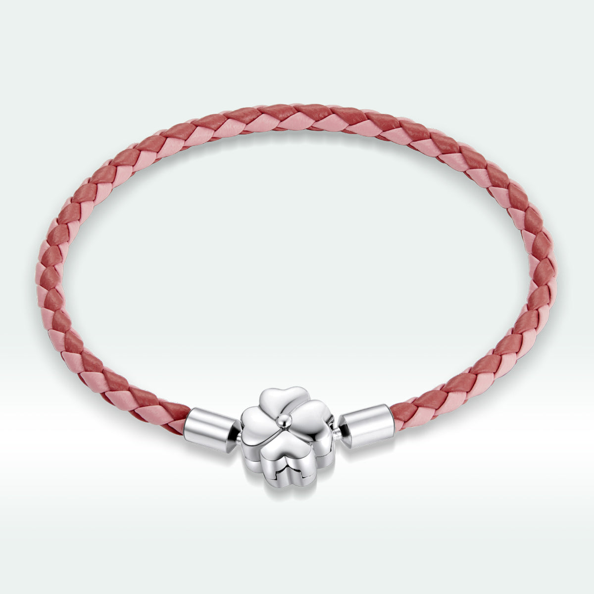 Bracelet pink braided leather with silver flower clasp, 17cm men’s bracelet by Bids.com on Tampa Home & Garden Store