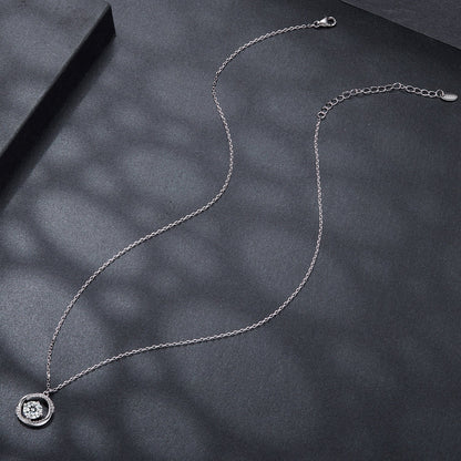 Necklace 925 sterling silver moissanite halo pendant with CZ, 40+5cm chain, Bids.com on Tampa Home & Garden Store