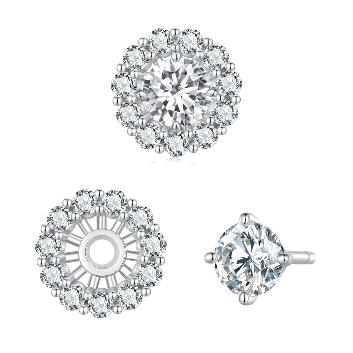 Moissanite halo earrings 925 sterling silver for women 0.5ct center stone on Tampa Home & Garden Store