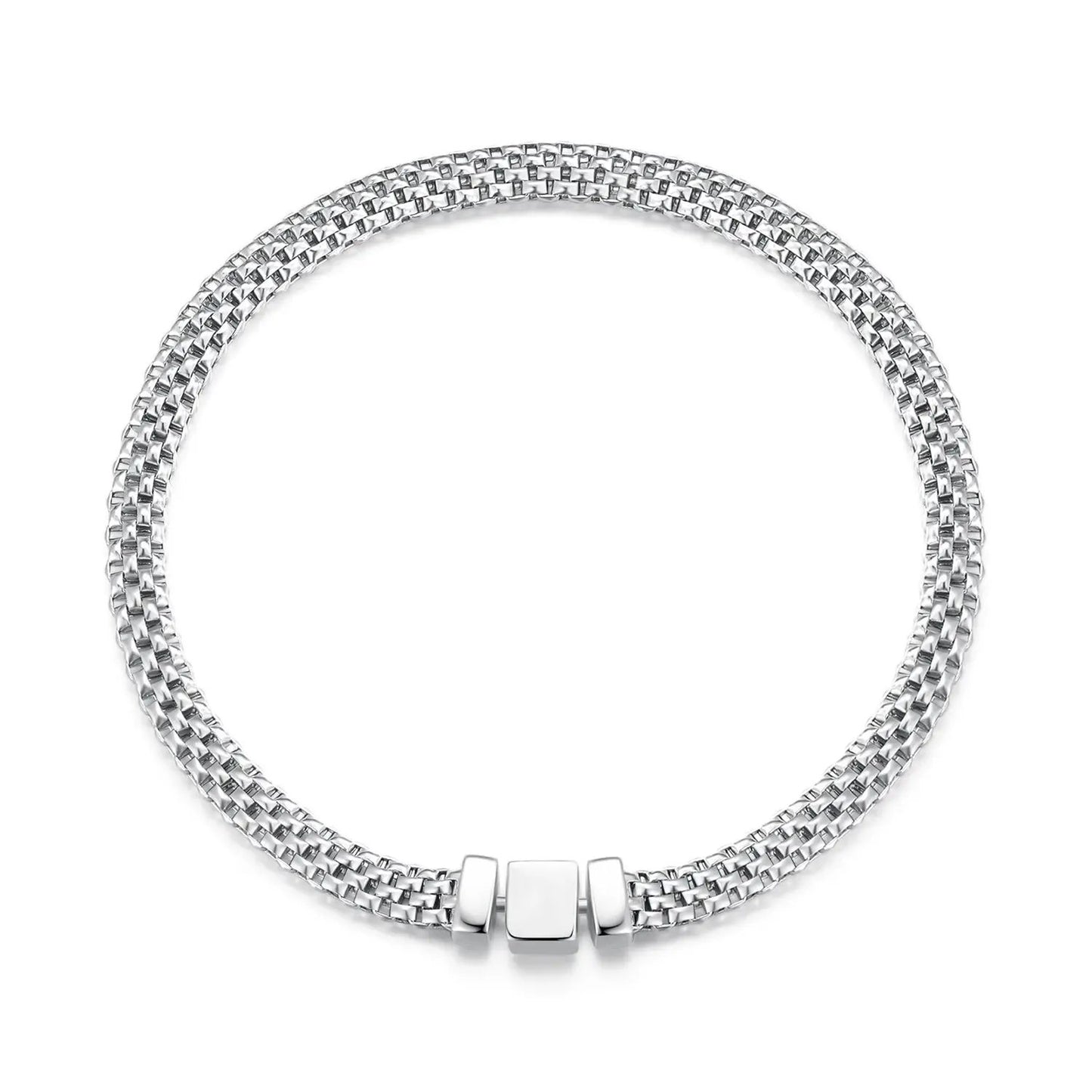 Bracelet silver-plated 925 sterling, women's 17.0, multi-row chain with square center on Tampa Home & Garden Store