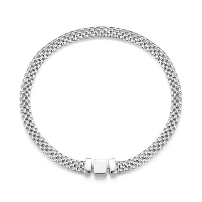 Bracelet silver-plated 925 sterling, women's 17.0, multi-row chain with square center on Tampa Home & Garden Store