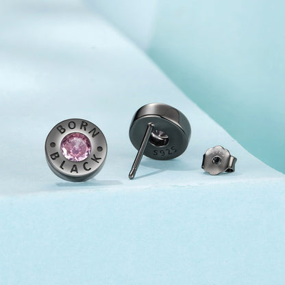Earrings 925 Sterling Silver with black gold plating and pink CZ centerpiece by Bids.com on Tampa Home & Garden Store