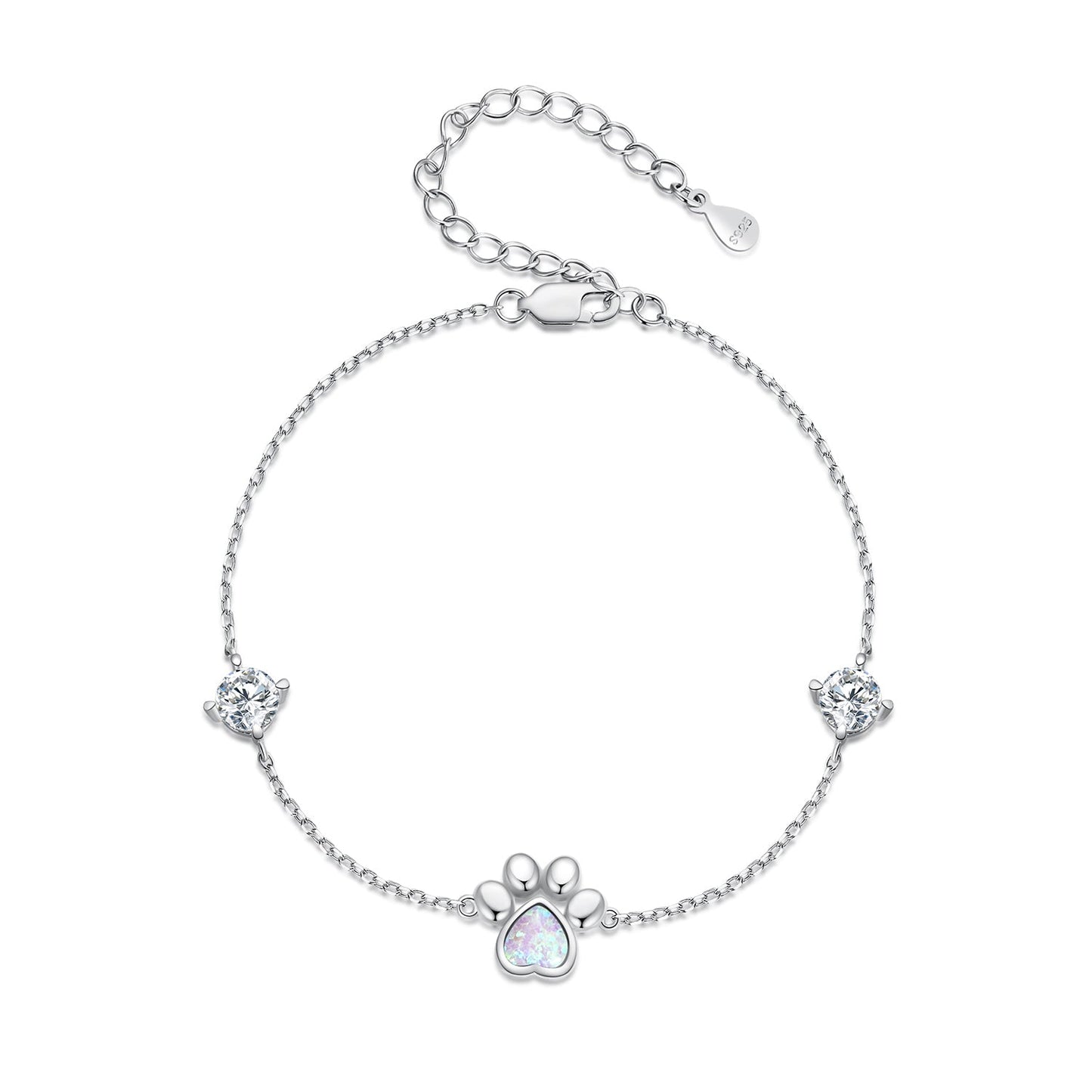 Bracelet 925 sterling silver with heart-shaped opal and petal setting on Tampa Home & Garden Store