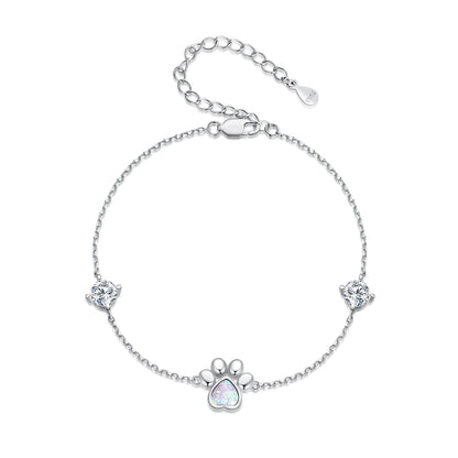 Bracelet 925 sterling silver with heart-shaped opal and petal setting on Tampa Home & Garden Store