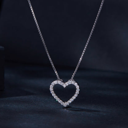 S925 silver moissanite heart necklace, platinum plated, 400mm+50mm chain, Bids.com on Tampa Home & Garden Store