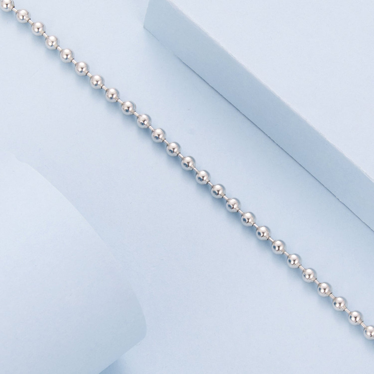 Bracelet with silver ball beads on a delicate chain, 17cm, white gold plated 925 silver on Tampa Home & Garden Store