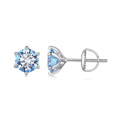 925 sterling silver moissanite stud earrings by Bids.com, blue 1.00ct, screw-back posts for women on Tampa Home & Garden Store