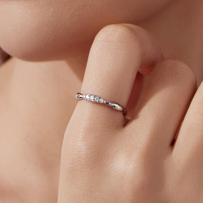 925 Sterling Silver Moissanite Ring with 0.15–0.2cm gems, size 6, by Bids.com on finger on Tampa Home & Garden Store