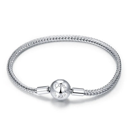 Men's 925 Sterling Silver Plated Bracelet, 17cm braided chain with Love round clasp on Tampa Home & Garden Store