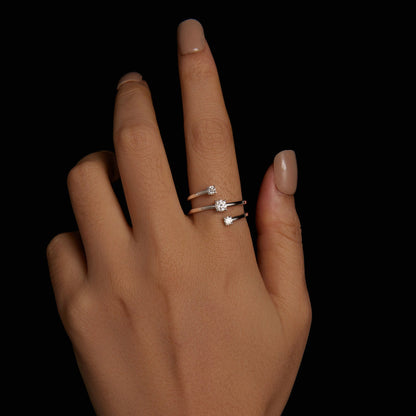 925 Sterling Silver 3mm Moissanite ring for women, three stacked bands by Bids.com on Tampa Home & Garden Store