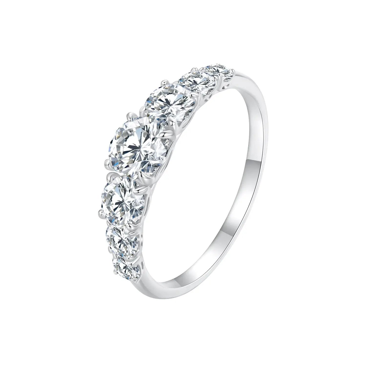 925 Sterling Silver moissanite engagement ring with graduated stones by Bids.com on Tampa Home & Garden Store