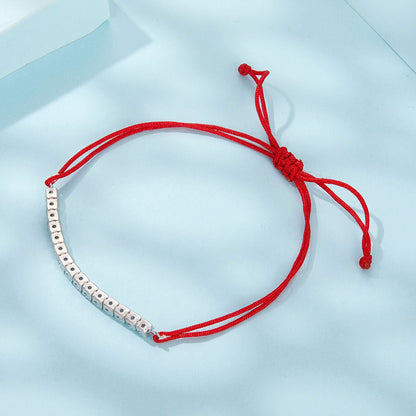925 Sterling silver cube bead bracelet on red adjustable cord on Tampa Home & Garden Store