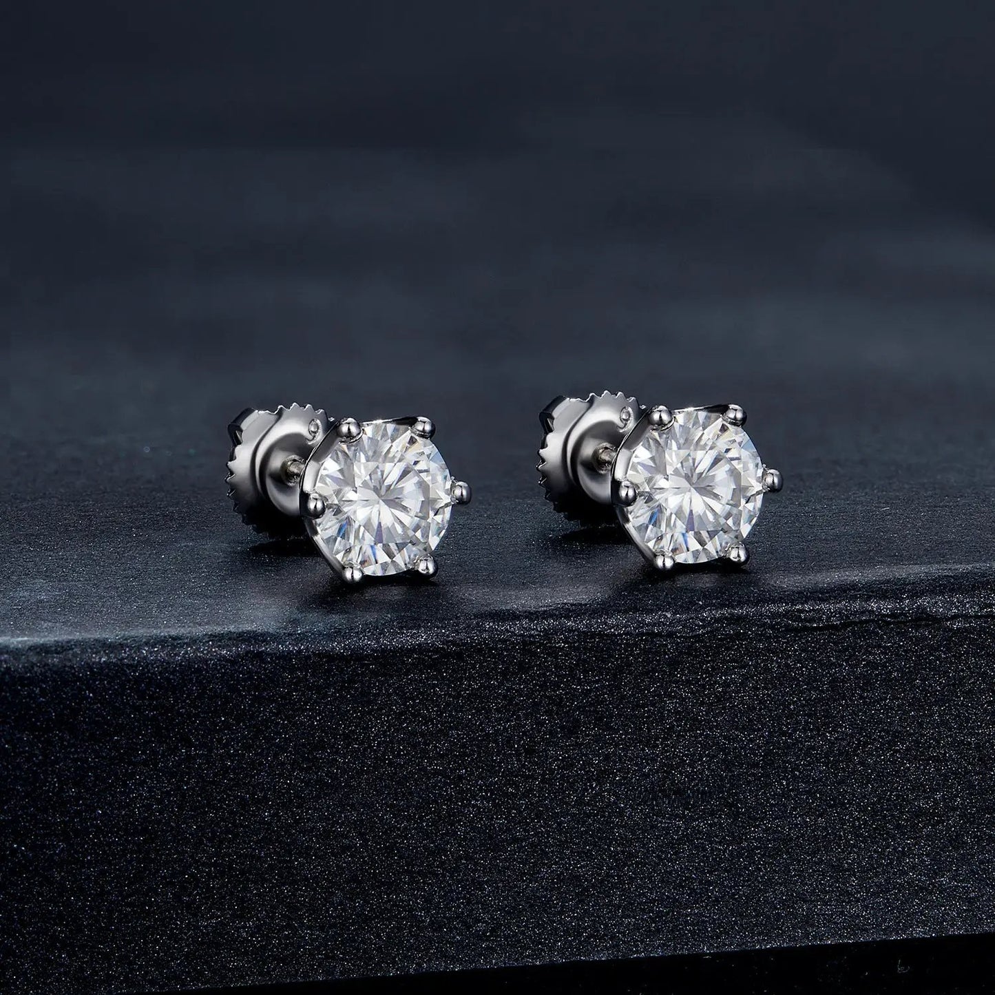 925 Sterling Silver Moissanite Earrings for Women, pair by Bids.com, round-cut stones on Tampa Home & Garden Store