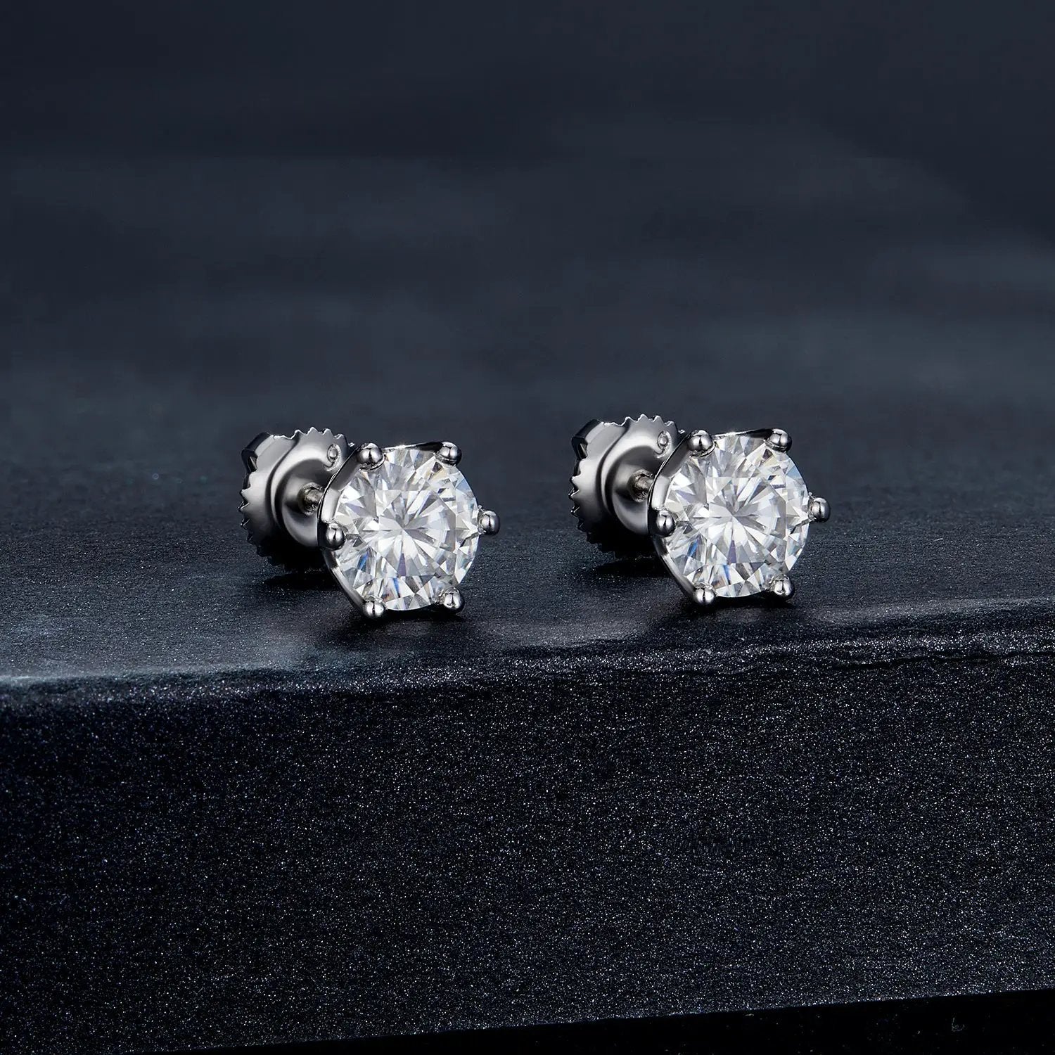 925 Sterling Silver Moissanite Earrings for Women, pair by Bids.com, round-cut stones on Tampa Home & Garden Store