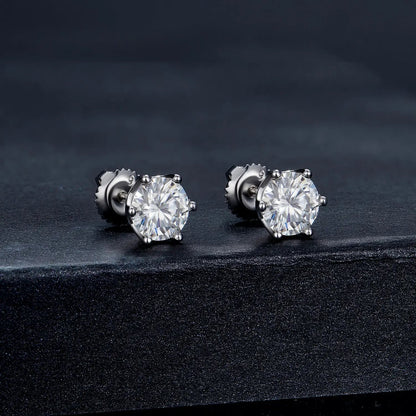 925 Sterling Silver Moissanite Earrings for Women, pair by Bids.com, round-cut stones on Tampa Home & Garden Store