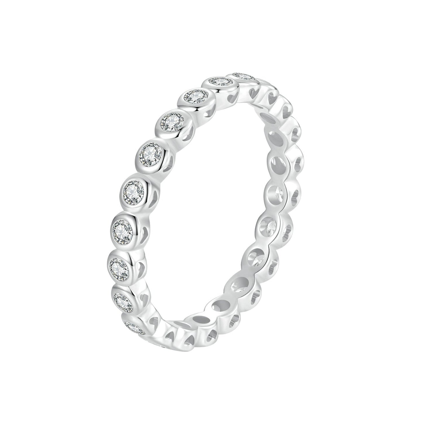 925 Sterling Silver 2mm Moissanite Ring size 7 by Bids.com with bezel-set stones on Tampa Home & Garden Store