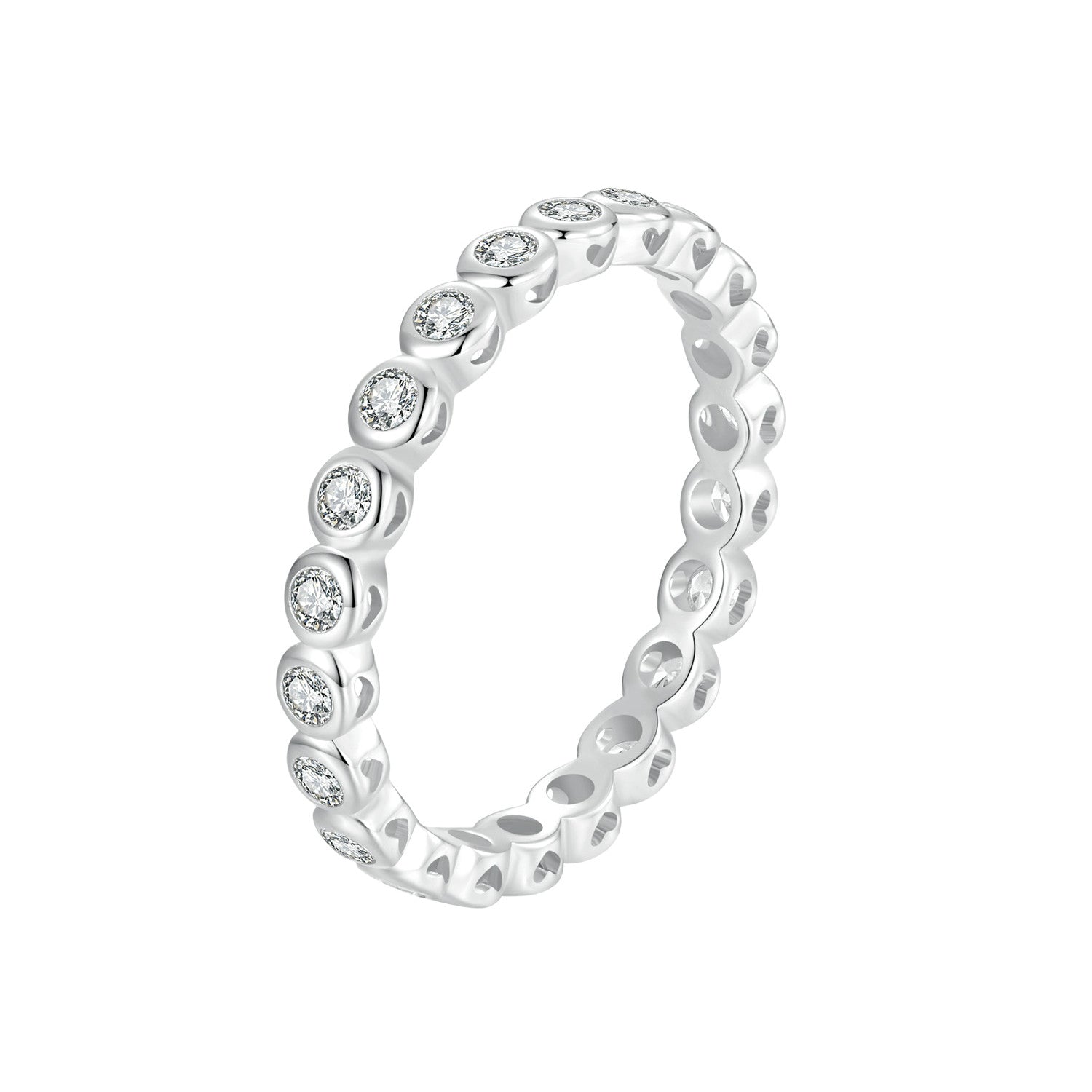925 Sterling Silver 2mm Moissanite Ring size 7 by Bids.com with bezel-set stones on Tampa Home & Garden Store