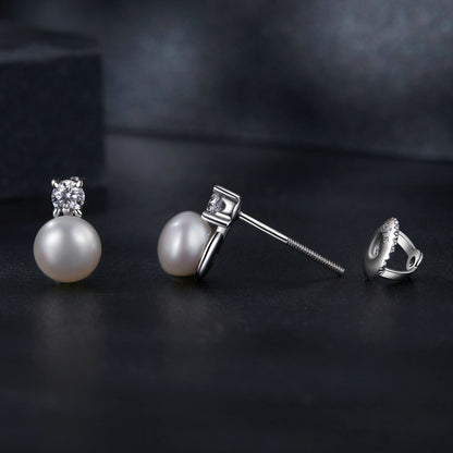 Earrings pair 925 Sterling Silver moissanite 0.1ct freshwater pearl studs Bids.com on Tampa Home & Garden Store