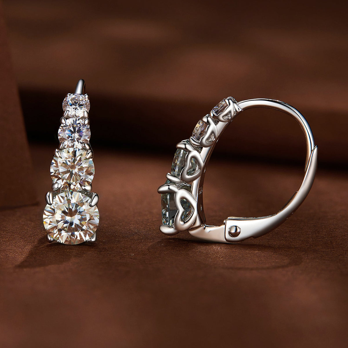 Earrings S925 sterling silver 0.50ct moissanite drops; four-stone vertical design; 2pc Bids.com on Tampa Home & Garden Store