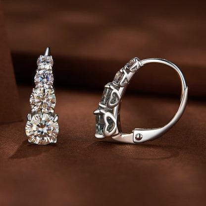 Earrings S925 sterling silver 0.50ct moissanite drops; four-stone vertical design; 2pc Bids.com on Tampa Home & Garden Store