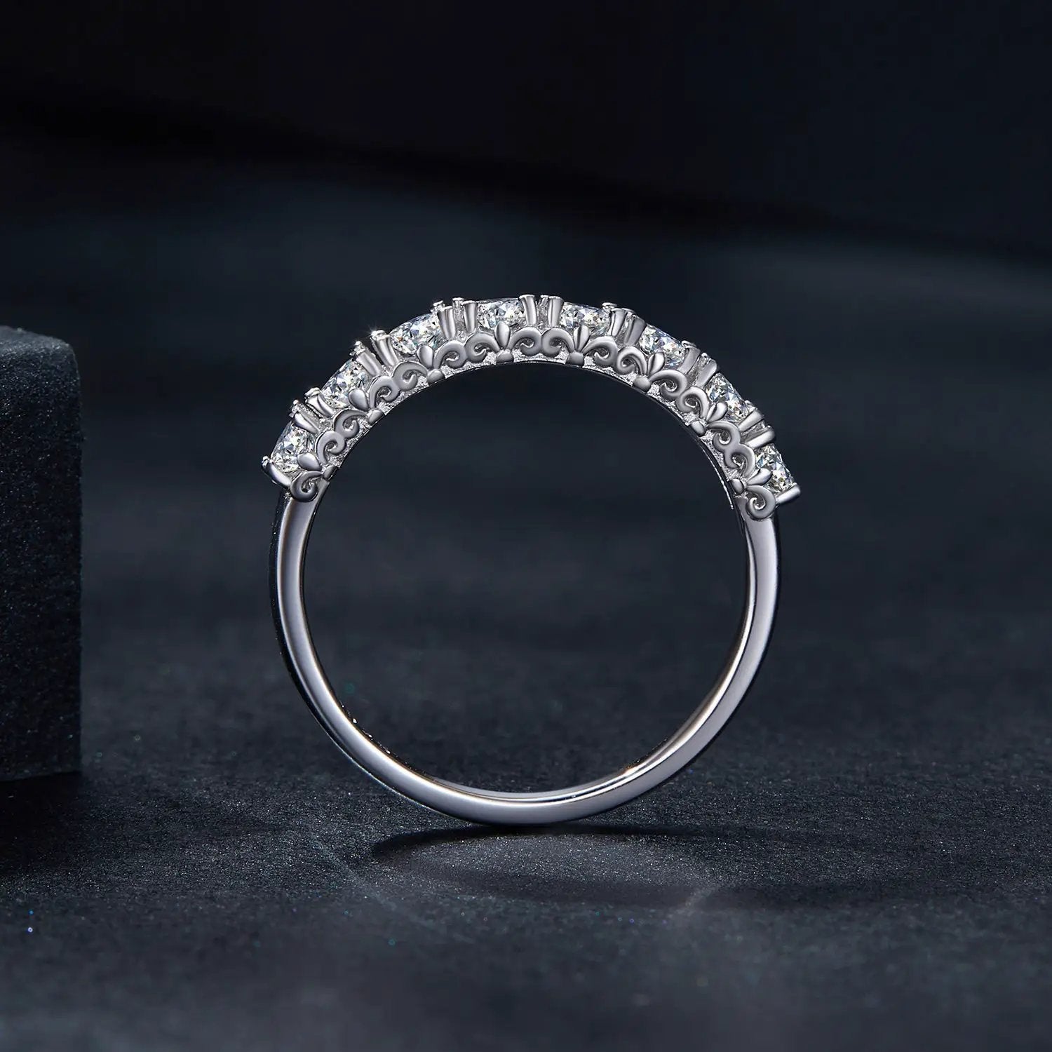 Moissanite ring 925 Sterling Silver Plated, size 5 for Women, ornate scrollwork stones, Bids.com on Tampa Home & Garden Store