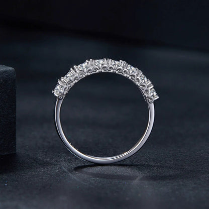 Moissanite ring 925 Sterling Silver Plated, size 5 for Women, ornate scrollwork stones, Bids.com on Tampa Home & Garden Store