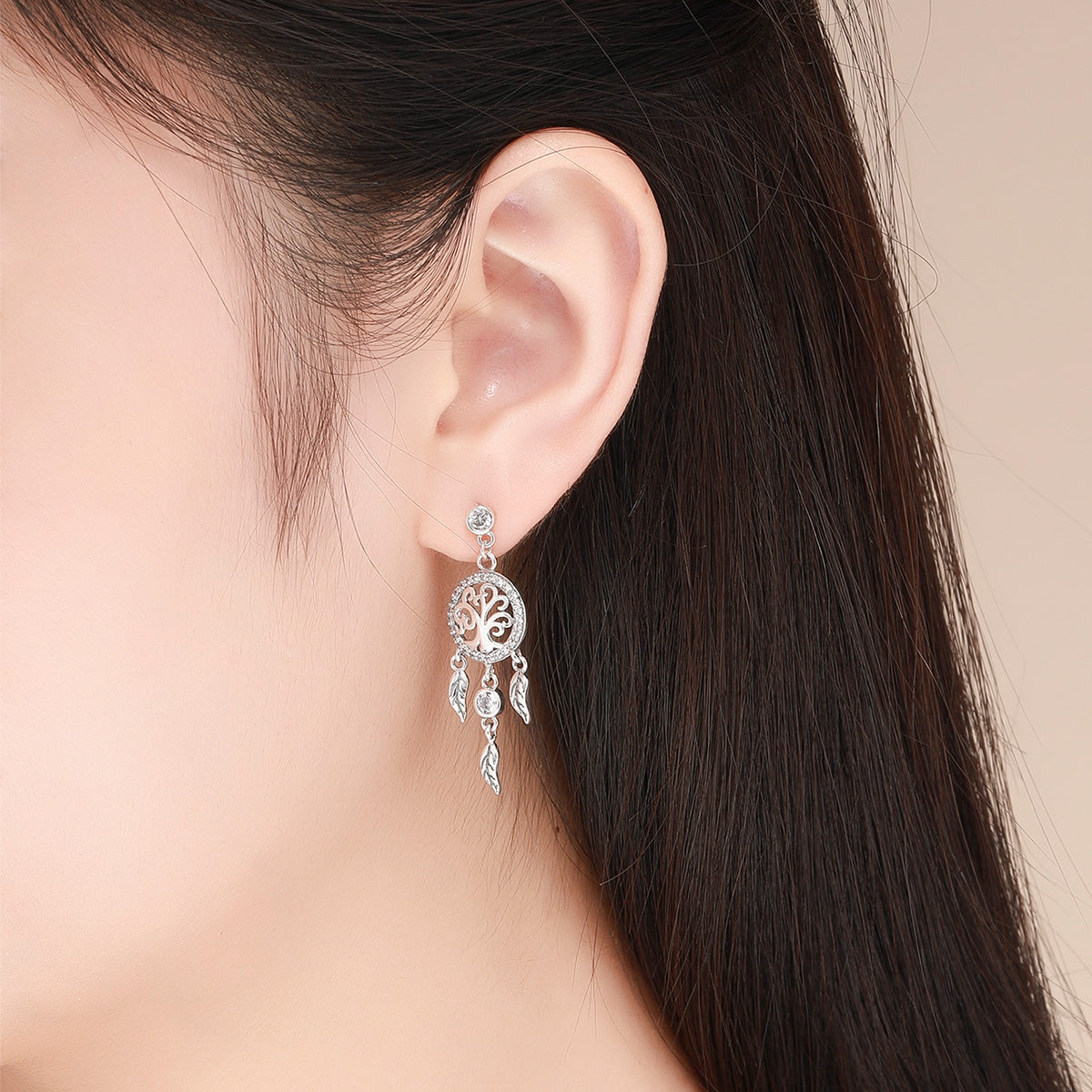 925 Sterling Silver Oxidized Pavé CZ Earrings with filigree drop and leaf charms by Bids.com on Tampa Home & Garden Store