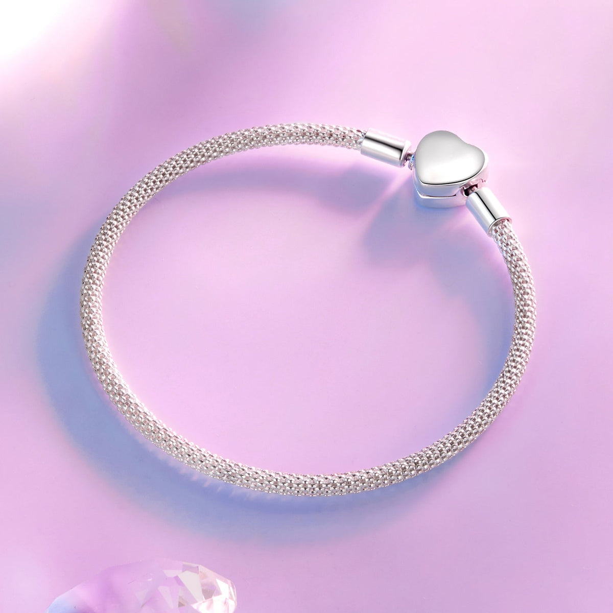 925 Sterling Silver Bracelet 17.0cm inner diameter for women, mesh band on Tampa Home & Garden Store