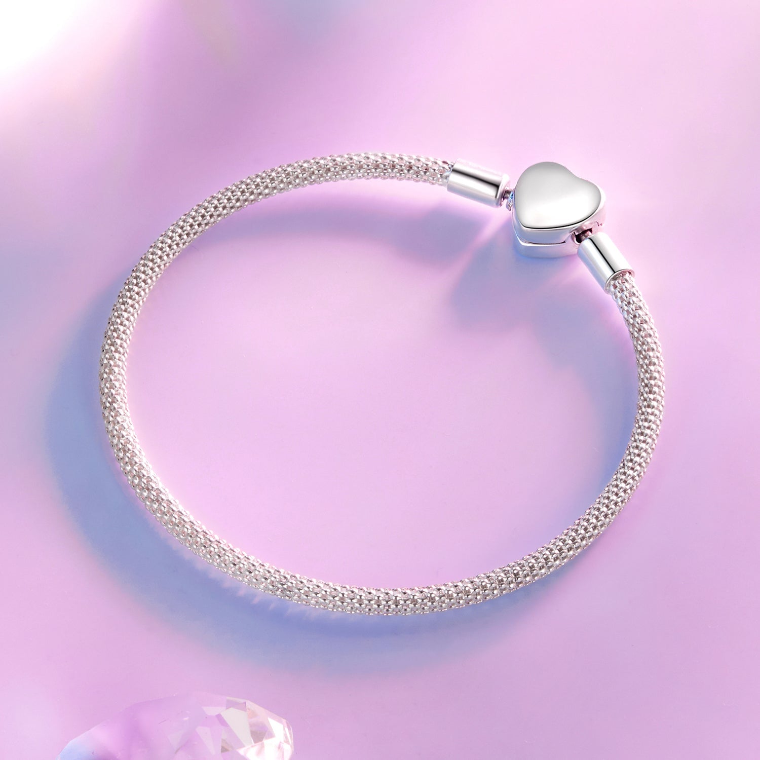 925 Sterling Silver Bracelet 17.0cm inner diameter for women, mesh band on Tampa Home & Garden Store