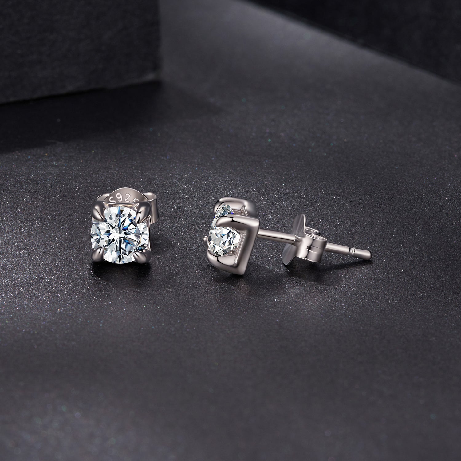 925 sterling silver moissanite square bezel stud earrings, white gold plated, 0.5ct Style S on Tampa Home & Garden Store