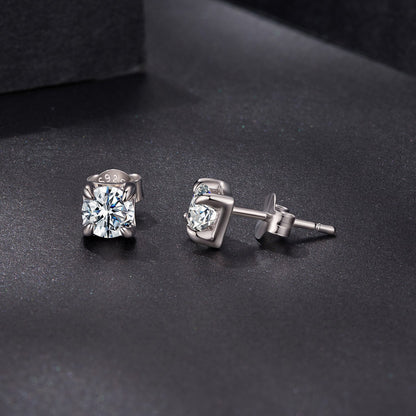 925 sterling silver moissanite square bezel stud earrings, white gold plated, 0.5ct Style S on Tampa Home & Garden Store