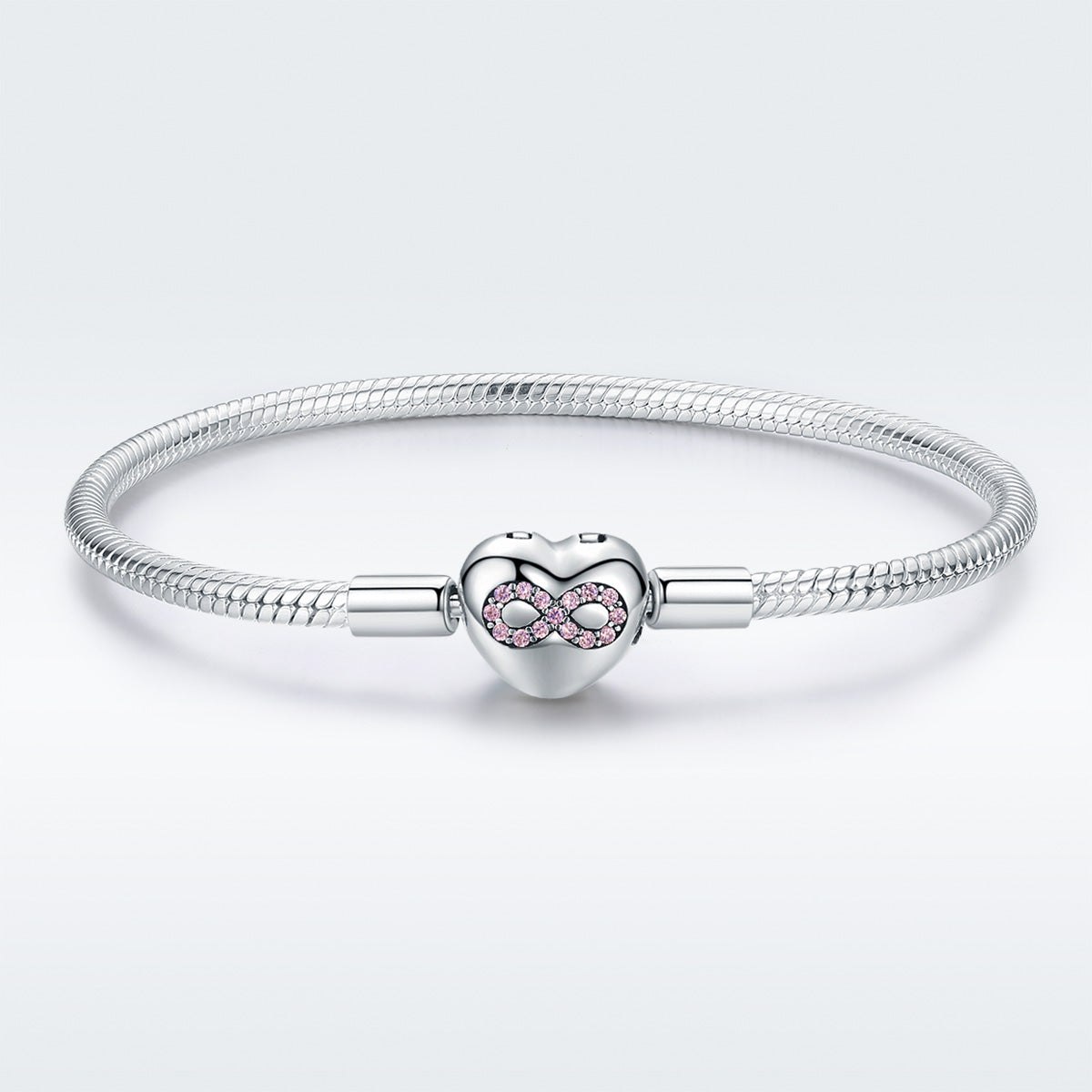 925 sterling silver bracelet for women, 17.0cm, heart charm with pink stones on Tampa Home & Garden Store