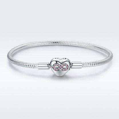 925 sterling silver bracelet for women, 17.0cm, heart charm with pink stones on Tampa Home & Garden Store