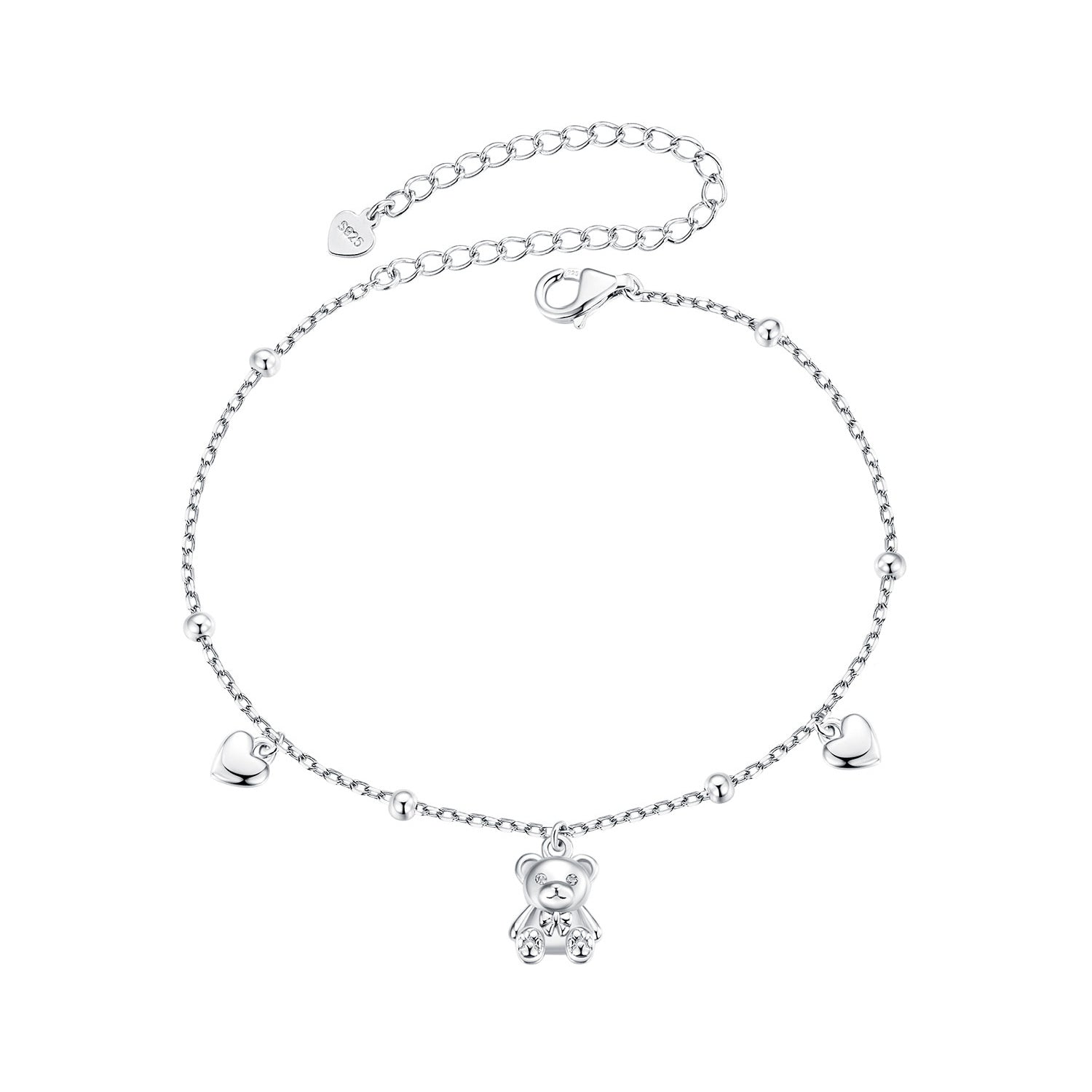 Bracelet 925 Sterling Silver pavé CZ teddy bear charm, 150+60mm length, Bids.com on Tampa Home & Garden Store