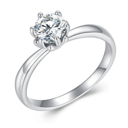 925 Sterling Silver Plated Moissanite Ring size 6 with round center stone in a prong setting on Tampa Home & Garden Store
