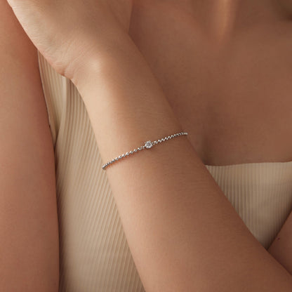 925 Sterling Silver Moissanite Bracelet 15+6cm with White Gold Plating for Women on Tampa Home & Garden Store