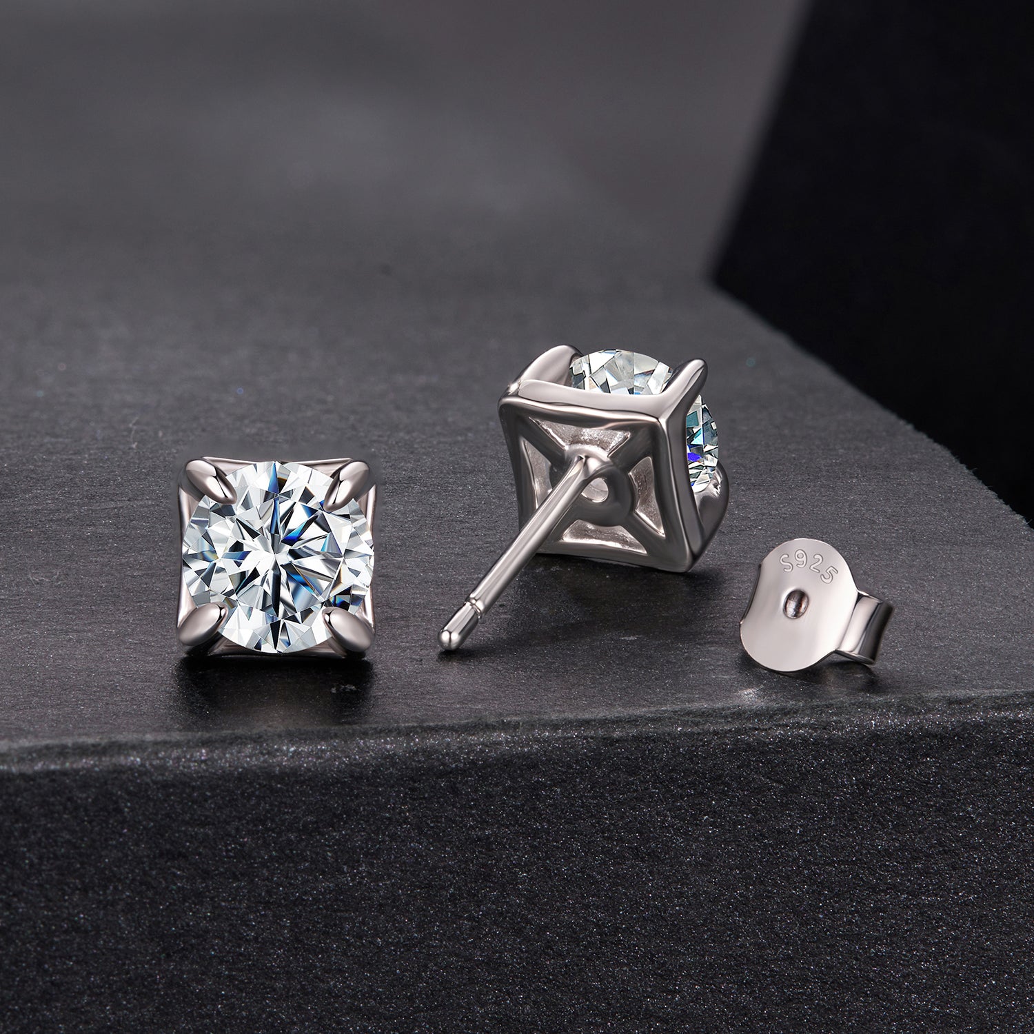 Sterling silver moissanite stud earrings white gold plated 0.5ct pair on Tampa Home & Garden Store
