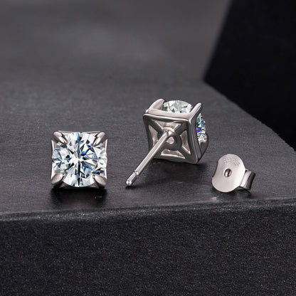 Sterling silver moissanite stud earrings white gold plated 0.5ct pair on Tampa Home & Garden Store