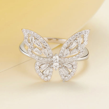 Bids.com butterfly ring, 925 sterling silver with white gold plating, 1.9mm CZ pavé, size 7 on Tampa Home & Garden Store
