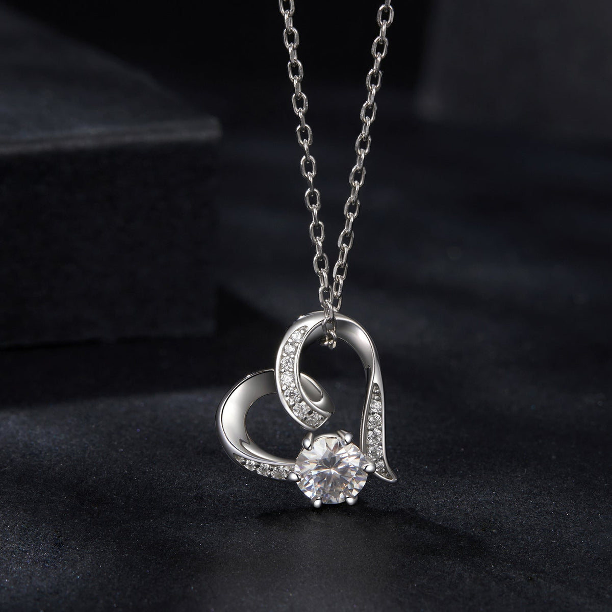 Necklace 925 Sterling Silver moissanite pendant with white gold plating heart design by Bids.com on Tampa Home & Garden Store
