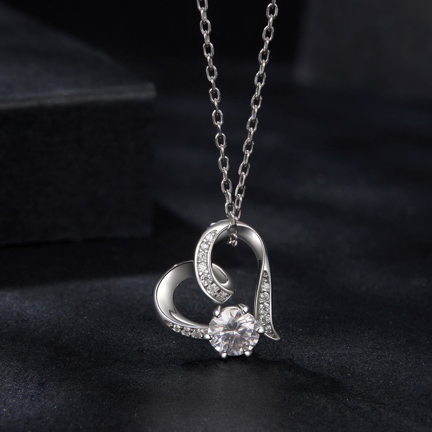 Necklace 925 Sterling Silver moissanite pendant with white gold plating heart design by Bids.com on Tampa Home & Garden Store