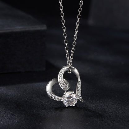 Necklace 925 Sterling Silver moissanite pendant with white gold plating heart design by Bids.com on Tampa Home & Garden Store
