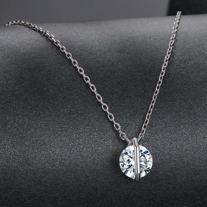 Necklace 925 sterling silver moissanite pendant with 0.65ct round stone on cable chain on Tampa Home & Garden Store