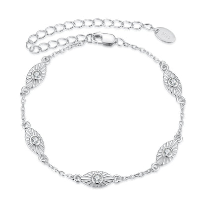 Bracelet 925 sterling silver, white gold plated CZ marquise sunburst links for women Bids.com on Tampa Home & Garden Store