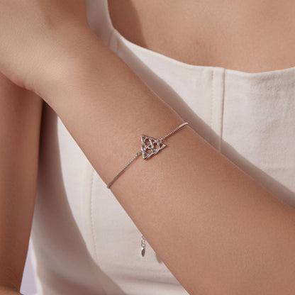 Bracelet 925 Silver White Gold with Celtic knot pendant, length 15+6cm, by Bids.com on Tampa Home & Garden Store