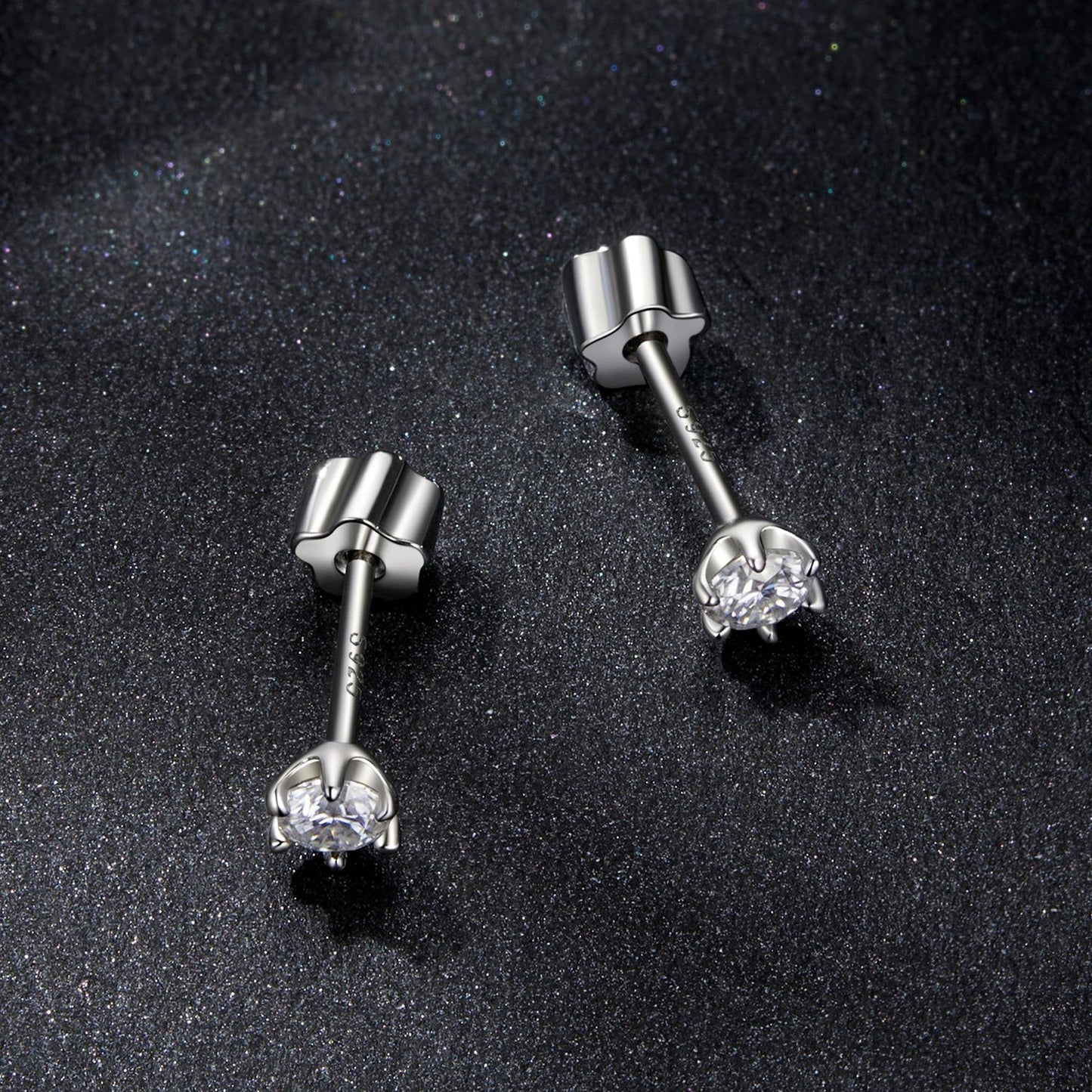 Pair of moissanite stud earrings, 925 sterling silver, 0.5ct, prong-set for women on Tampa Home & Garden Store