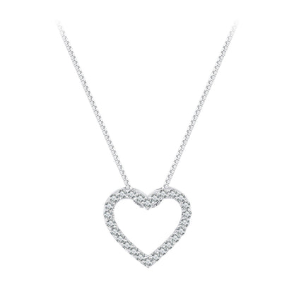 Necklace S925 sterling silver moissanite heart pendant, platinum plated, women 400mm+50mm on Tampa Home & Garden Store